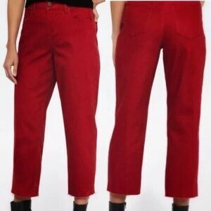 One 5 One Denim Women's 8/29 Hannah High Rise Crop Straight Red Brick Maroon 151